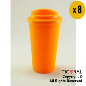 VASO TERMICO CAFE NARANJA 300 CC X 8